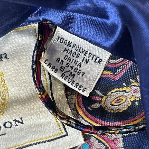 Number 1 London Vintage Satin Robe Paisley S/M **Belt Missing - Picture 3 of 5
